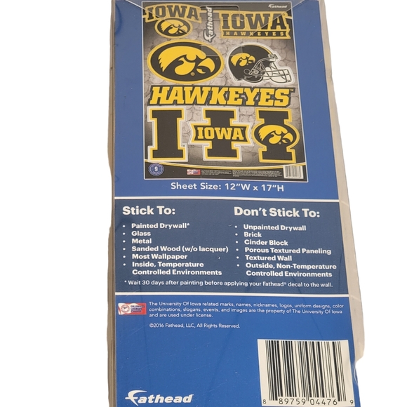 Iowa Hawkeyes Fathead Sticker Package & Car Auto Window Flag Home Auto Decor - Picture 4 of 12